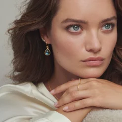 JULIE SANDLAU ØRERINGE PALOMA SØLV FORGYLDT ISBLÅ - HKS631GDIBCRCZ