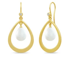 JULIE SANDLAU ØRERINGE SØLV FORGYLDT AFRODITE DROPLET - SDM84GDWHPLCZ