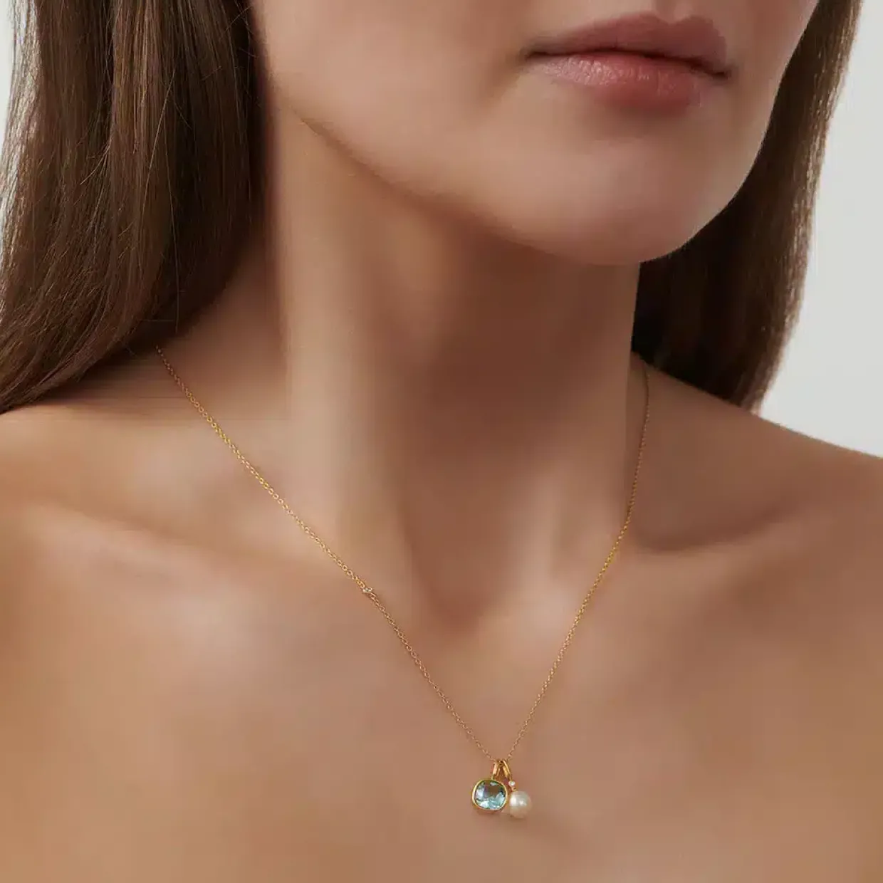 JULIE SANDLAU VEDHÆNG OLIVIA SØLV FORGYLDT BLÅ - PD352GDIBCR