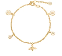 LUND COPENHAGEN ARMBÅND MARGUERIT SØLV FORGYLDT MED BI - 9015084-M