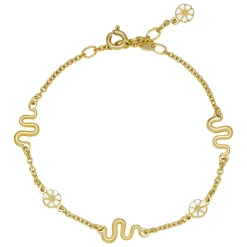 LUND COPENHAGEN ARMBÅND MED MARGUERIT OG BØLGE SØLV FORGYLDT - 9015080-M