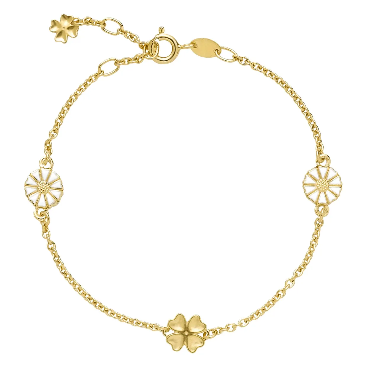 LUND COPENHAGEN ARMBÅND SØLV FORGYLDT FIRKLØVER OG MARGUERIT -9015072-M