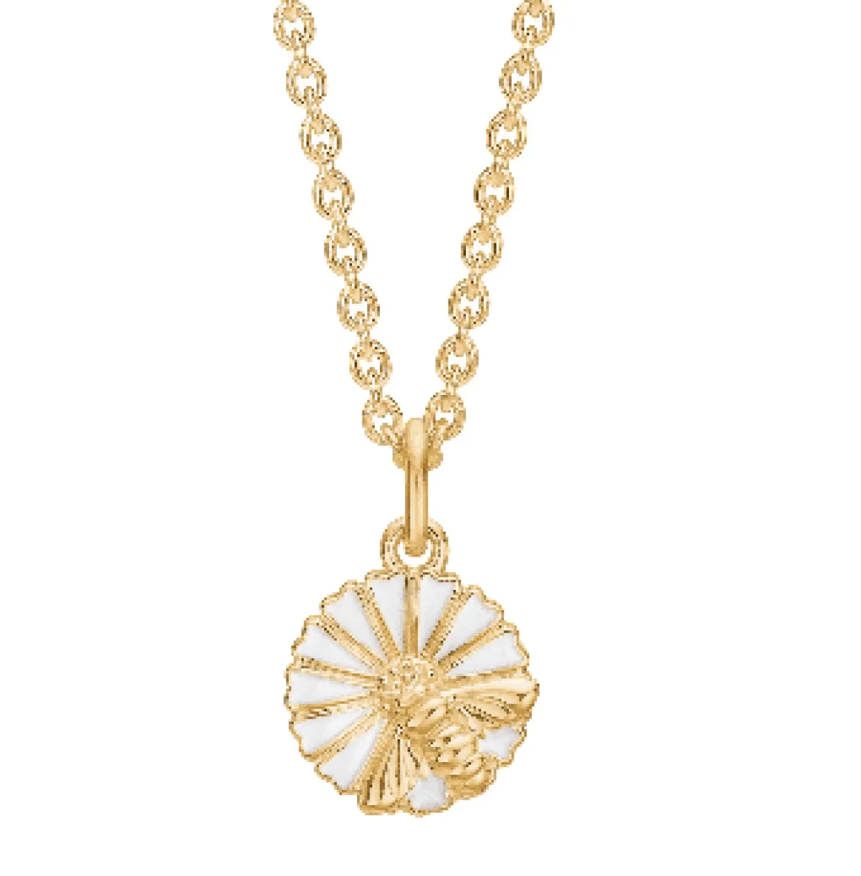 LUND COPENHAGEN HALSKÆDE MARGUERIT SØLV FORGYLDT MED BI - 9025084-M