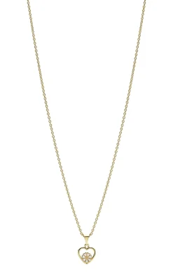 LUND COPENHAGEN HALSKÆDE MARGUERIT MED HJERTE SØLV FORGYLDT - 902249-M