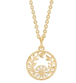 LUND COPENHAGEN HALSKÆDE MED MARGUERIT OG KRANS I SØLV FORGYLDT - 9025086-M