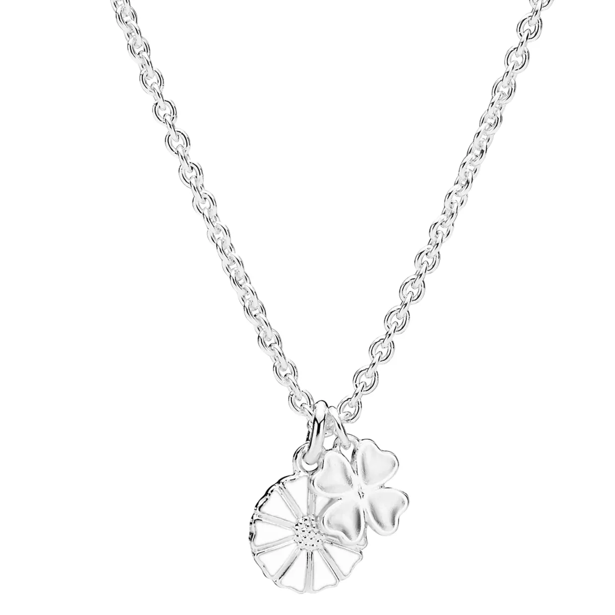 LUND COPENHAGEN HALSKÆDE MARGUERIT MED FIRKLØVER SØLV - 9025073-H