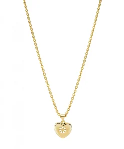 LUND COPENHAGEN HALSKÆDE SØLV FORGYLDT MED HJERTE - 9025037-M