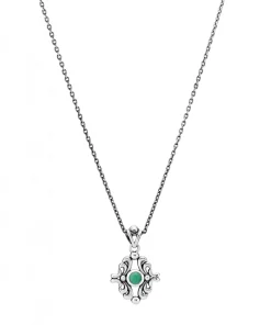 LUND COPENHAGEN HALSKÆDE SØLV MED GRØN AGAT - 9021153-52