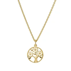 LUND COPENHAGEN HALSKÆDE SØLV FORGYLDT MED LIVETS TRÆ - 9025063-M