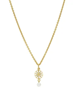 LUND COPENHAGEN MARGUERIT HALSKÆDE FORGYLDT MED PERLE - 9025040-33-M