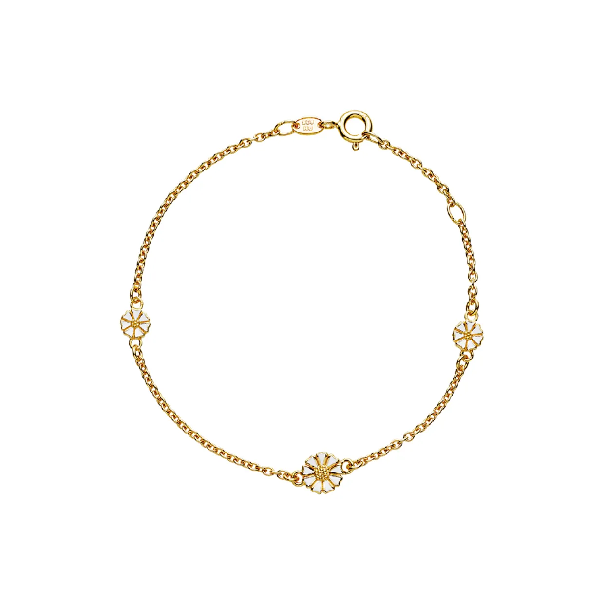 LUND COPENHAGEN MARGUERIT FORGYLDT SØLV ARMBÅND 5+7 MM HVID - 90102319-M