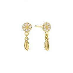 LUND COPENHAGEN MARGUERIT ØRERINGE MED BLAD SØLV FORGYLDT - 9095056-4-M