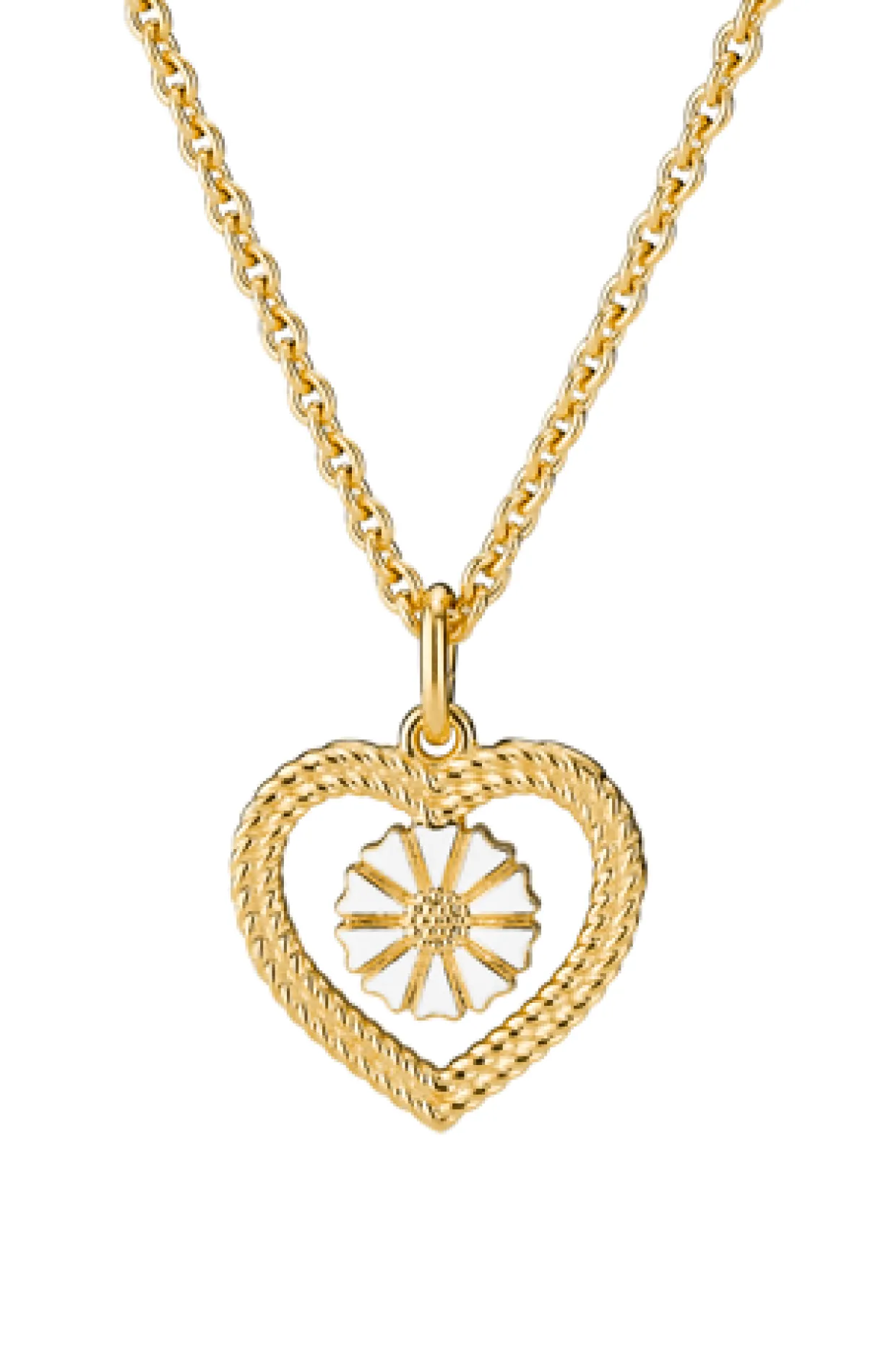 LUND COPENHAGEN MARGUERITE SØLV FORGYLDT COLLIER HJERTE SNOET KRANS - 9025064-M