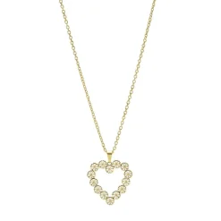 LUND COPENHAGEN MARGUERIT COLLIER HJERTE FORGYLDT SØLV 45CM - 90225245-M