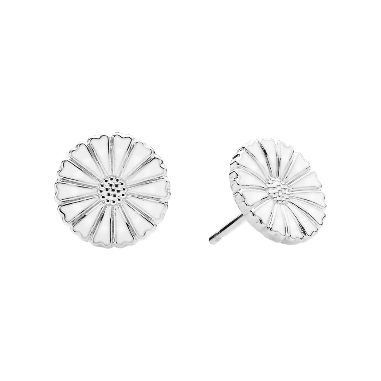 LUND COPENHAGEN MARGUERIT SØLV ØRESTIK 11 MM HVID EMALJE - 909011-4-H