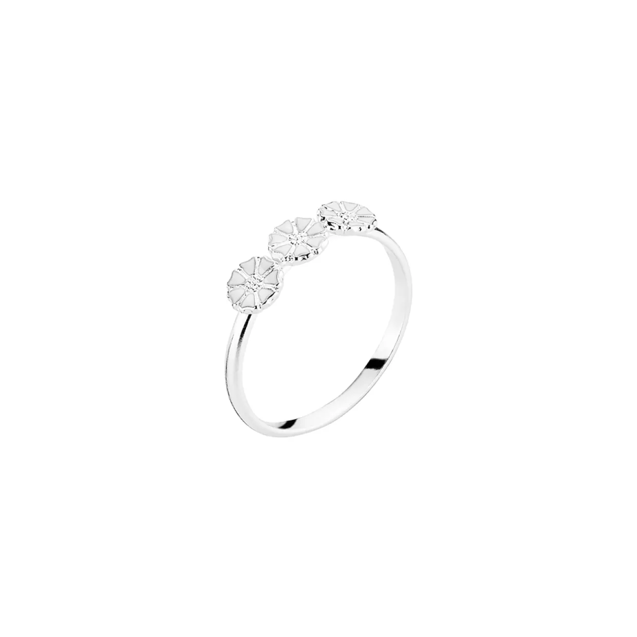 LUND COPENHAGEN MARGUERIT SØLV RING 3x5 MM HVID EMALJE - 907050-3-H