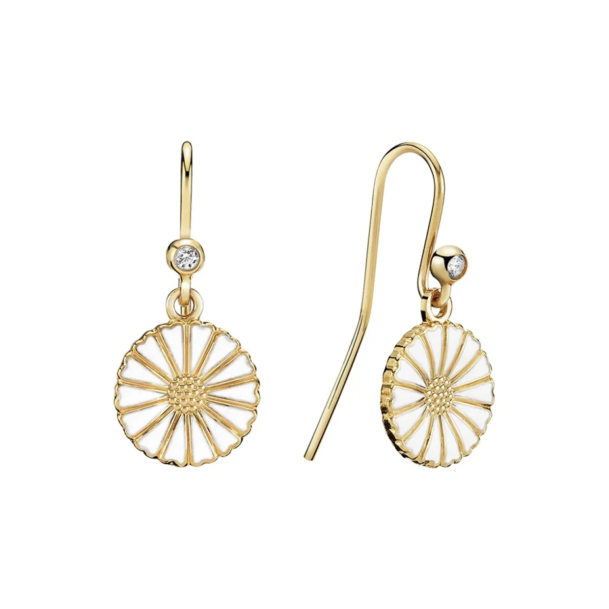 LUND COPENHAGEN ØRERING FORGYLDT MARGUERIT 11 MM ZIRKONIA - 9095025-2-30-M