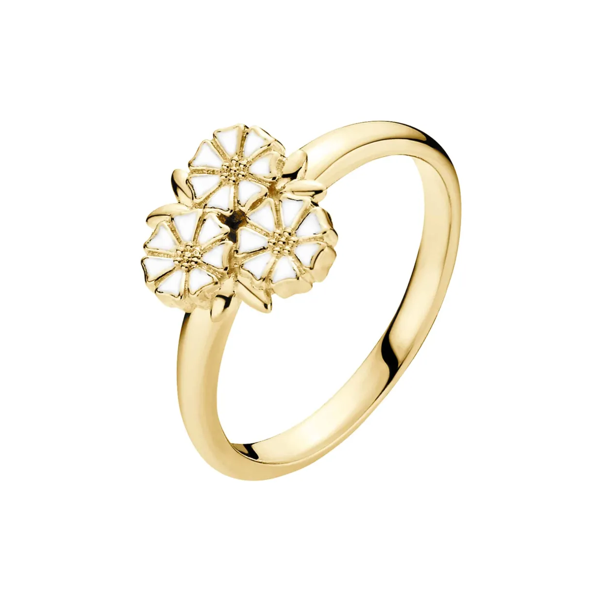 LUND COPENHAGEN RING MARGUERIT MED BLAD SØLV FORGYLDT - 9075078-M