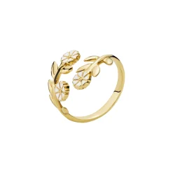 LUND COPENHAGEN SØLV FORGYLDT RING MARGUERIT 4 STK MED GRENE - 9075052-M