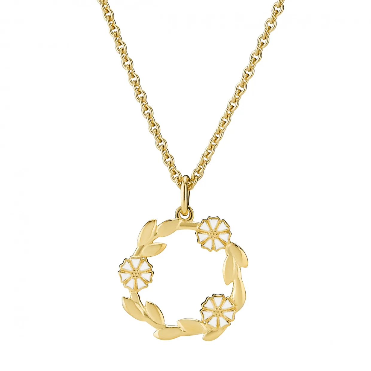 LUND COPENHAGEN SØLV FORGYLDT HALSKÆDE KRANS MED MAGUERIT - 9025061-M