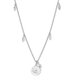 LUND COPENHAGEN SØLV HALSKÆDE MED BLADE OG EN MAGUERIT - 9025057-H