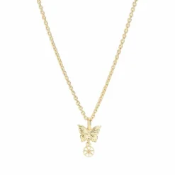 LUND SØLV FORGYLDT HALSKÆDE MED SOMMERFUGL - 9025101-M
