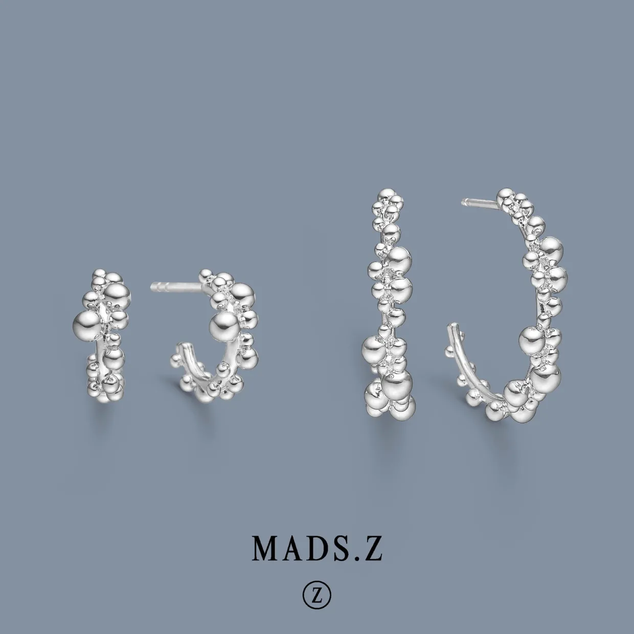 MADS Z BUBBLES ØRERINGE HALVCREOL 13 MM I SØLV - 2110066