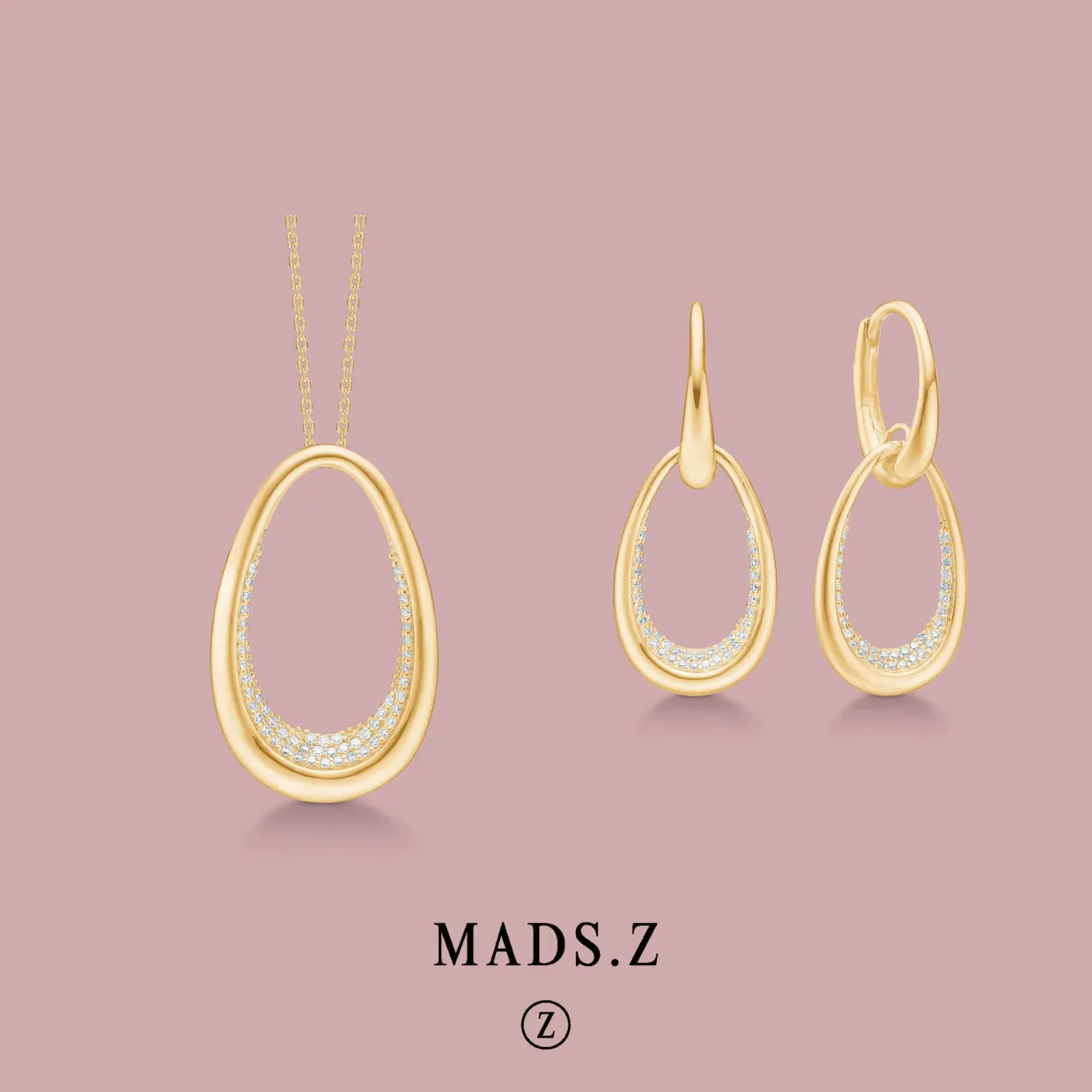 MADS Z DIAMOND ELLIPSE ØRERINGE 14 KARAT GULD MED BRILLANTER 0,23 CARAT - 1511070