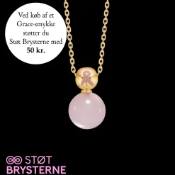 MADS Z GRACE HALSKÆDE FORGYLDT SØLV MED ROSAKVARTS - 2226201