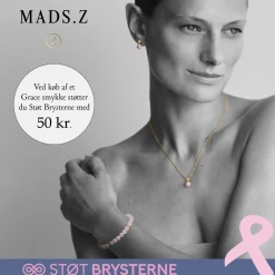 MADS Z GRACE HALSKÆDE FORGYLDT SØLV MED ROSAKVARTS - 2226201