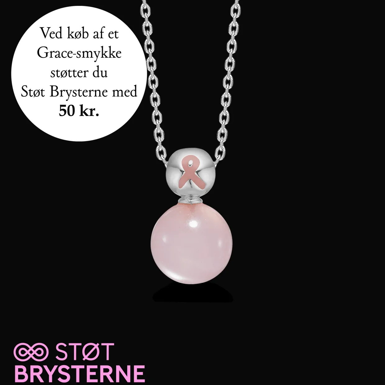 MADS Z GRACE HALSKÆDE SØLV MED ROSAKVARTS - 2126201