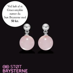 MADS Z GRACE ØRERINGE I SØLV MED ROSAKVARTS - 2116201