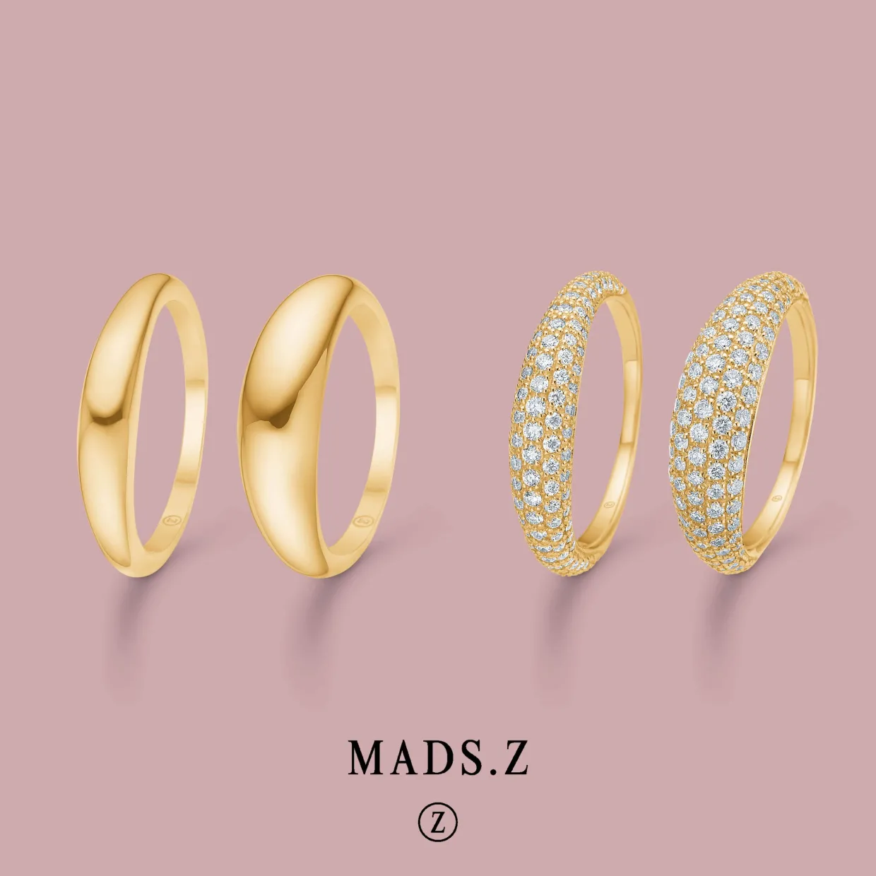 MADS Z HALF MOON 14 KARAT GULD RING MED BRILLANTER PÅ 0,60 CARAT - 1541091