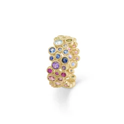 MADS Z LUXURY RAINBOW RING 14 KT GULD RING MED ÆGTE STENE - 1544063