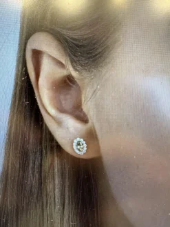 MADS Z PASTELLO ELEGANTE ØRESTIK 14 KARAT GULD MED GRØN SAFIR - 1516003