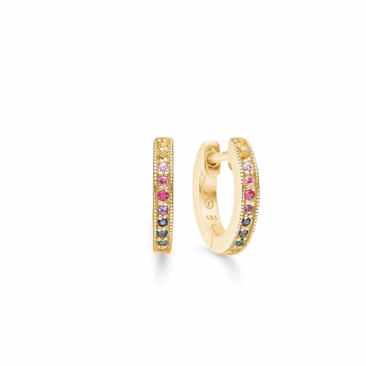 MADS Z POETRY RAINBOW 14 KT ØRERINGE CREOL MED FARVEDE STEN - 1514061