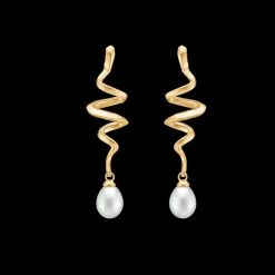 MADS Z SWIRL 14 KARAT GULD ØRERINGE MED PERLE - 1513086