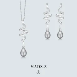 MADS Z SWIRL W. PEARL ØRERINGE SØLV SNOET MED PERLE - 2113086