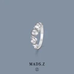 MADS Z SWIRL W. PEARL RING SØLV MED GRÅ PERLER - 2143086