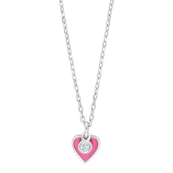 NOA KIDS HALSKÆDE SØLV HJERTE MED PINK EMALJE - 245 191