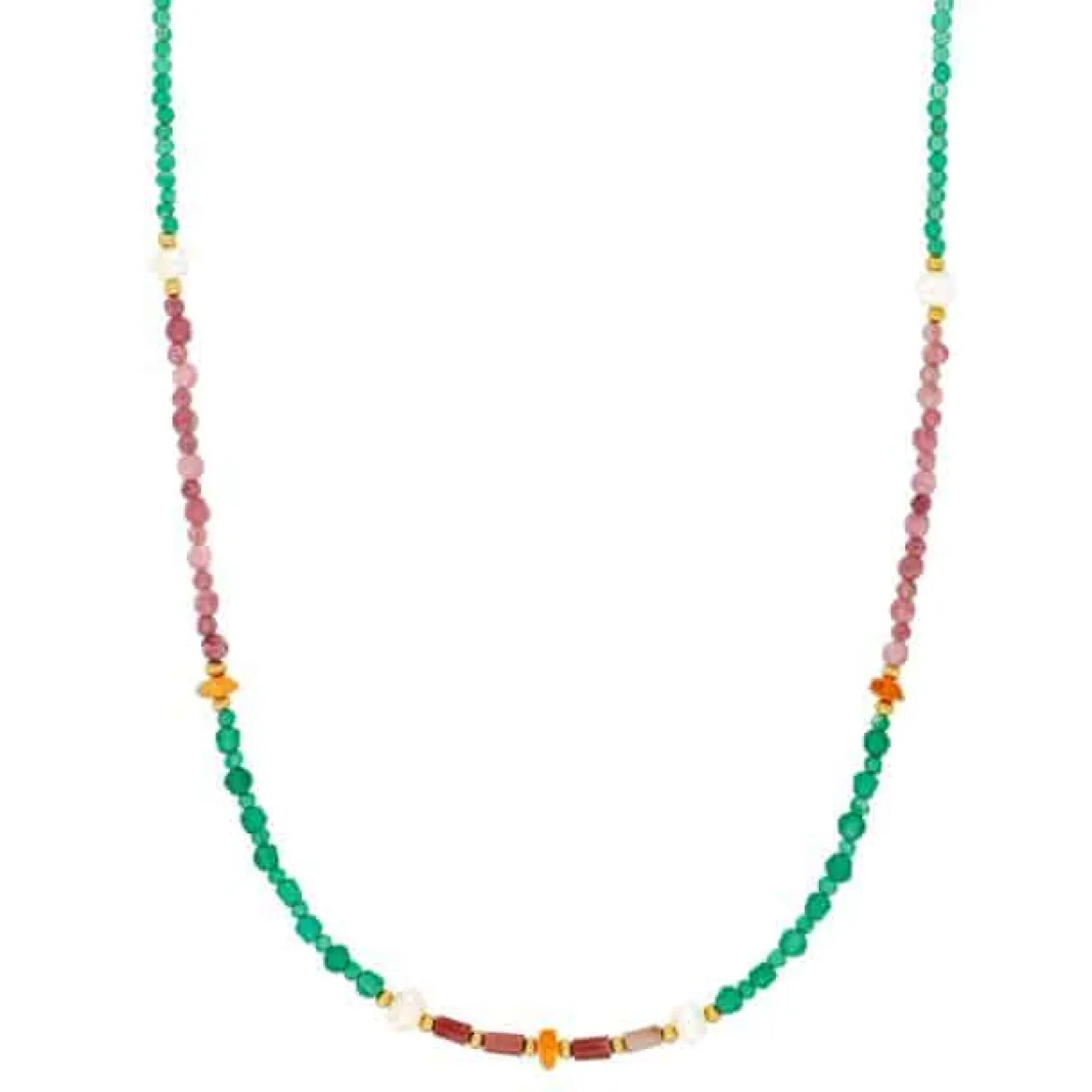 NORDAHL ANDERSEN HALSKÆDE SØLV FORGYLDT MED FARVEDE PERLER ICE52 - 20890375900