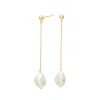 NORDAHL JEWELLERY FORGYLDT ØREHÆNGER KÆDE MED PERLE - 30490035900