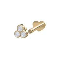 NORDAHL JEWELLERY LABRET 14 KARAT GULD MED 3 DIAMANTER - 30140070500