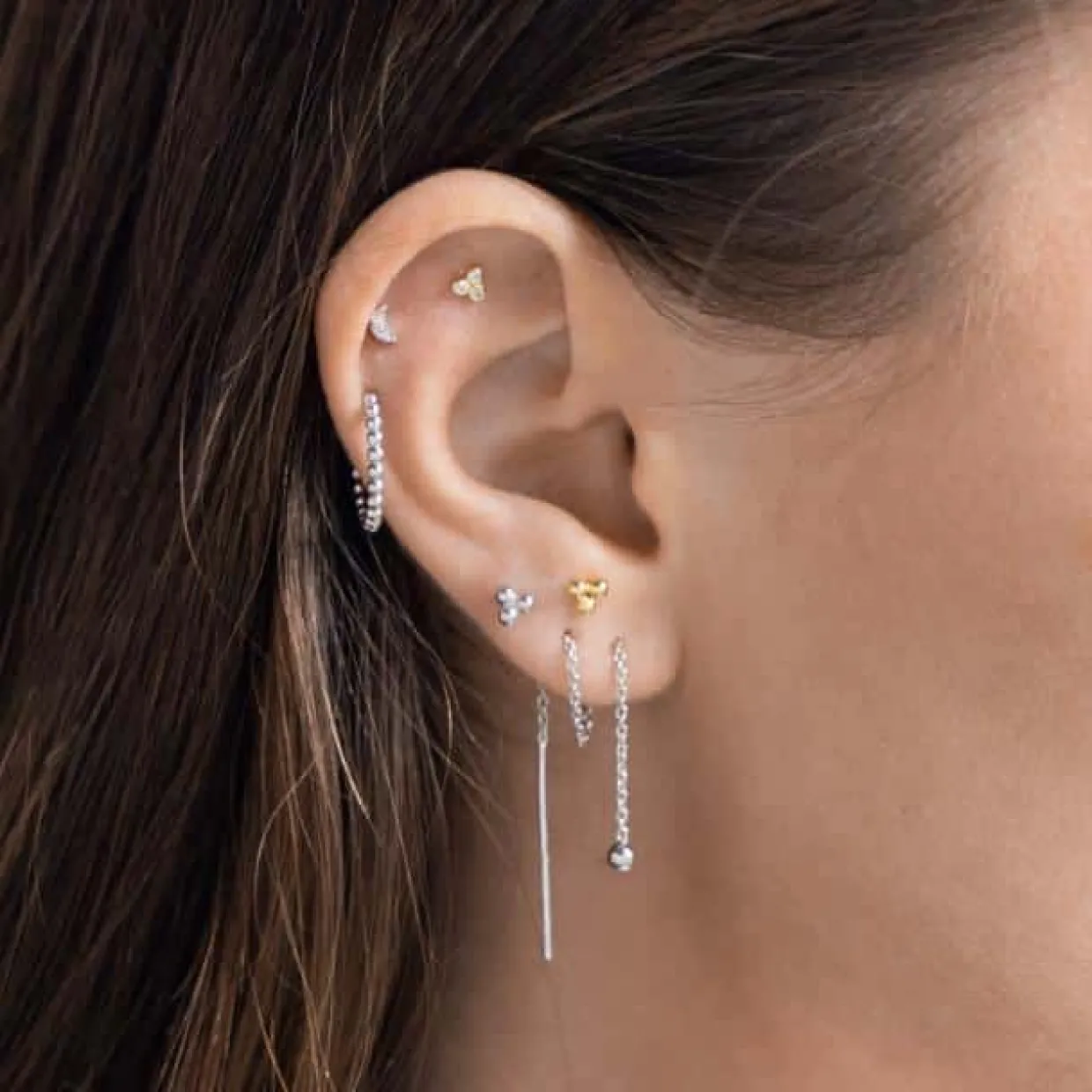 NORDAHL JEWELLERY LABRET PIERCING SØLV MED TRE KUGLER - 30140020900