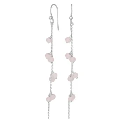 NORDAHL JEWELLERY SØLV ØREBØJLER SWEETS MED ROSA QUARTS - 353 001