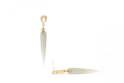 PER BORUP VIOLINA 14 KARAT GULD ØRERINGE MED GRÅ MÅNESTEN - 1089Ø