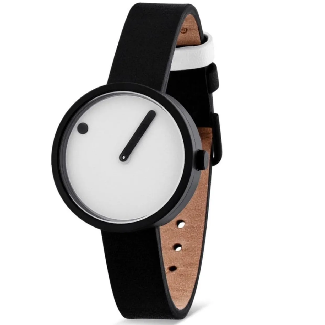 PICTO SORT LÆDER REM OG HVID SKIVE- 43343-4112MB