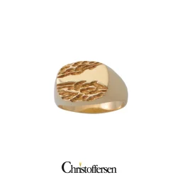RANDERS SØLV HERRE RING 8 KARAT GULD MED MØNSTER - 136738O
