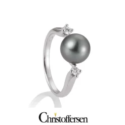 SAINT MAURICE RING 14 KARAT HVIDGULD MED TAHITI PERLE - 4183606-0