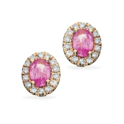 SCOUPLES ØRERINGE 14 KARAT GULD MED DIAMANTER OG PINK SAFIR - 119945